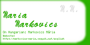 maria markovics business card